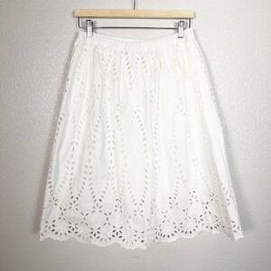 Frank & Eileen Grace Cotton Eyelet Midi Skirt Womens Size XS White Cottagecore